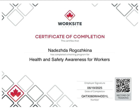 Health and Safety Awareness for Workers — Nadezhda Rogozhkina