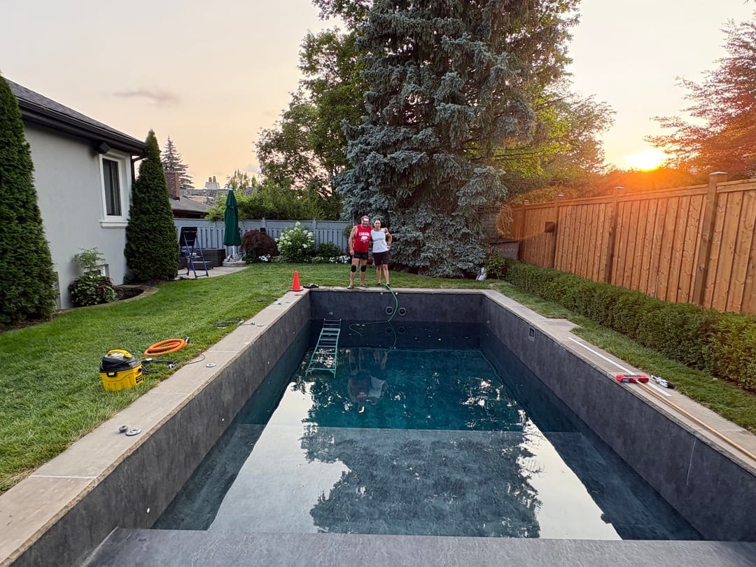 The second Canadian pool, finished, at sunset