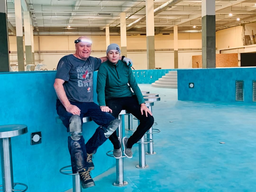 Damir and Nadia after finishing the membrane installation