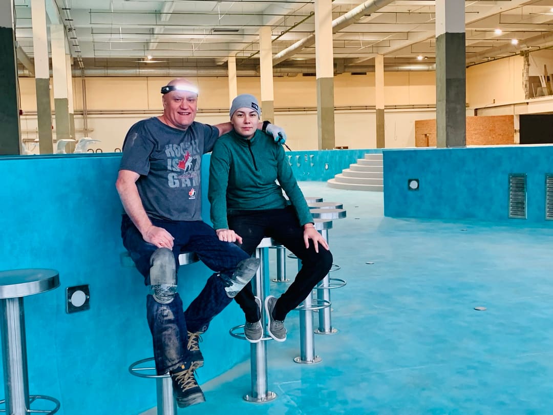 Damir and Nadia after finishing the membrane installation