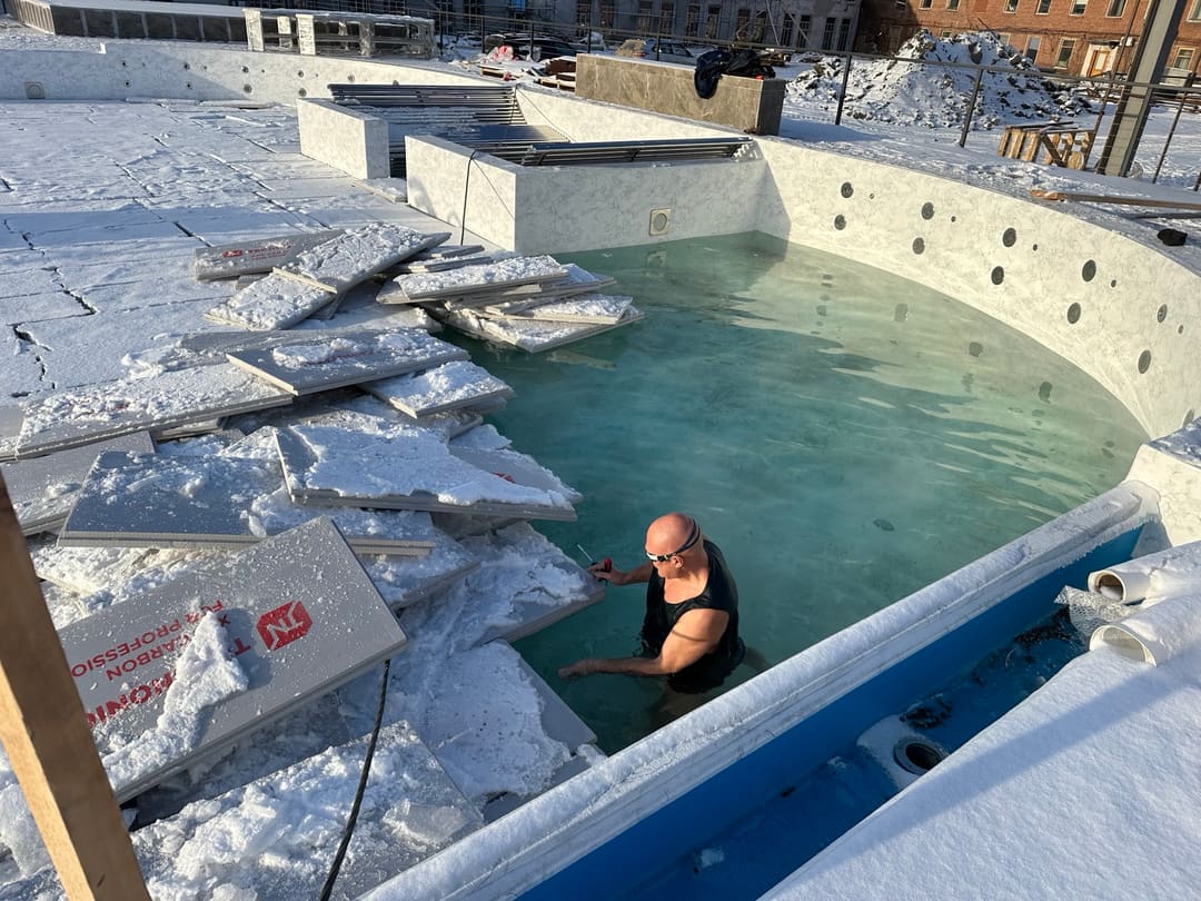 Working in the pool through the ice
